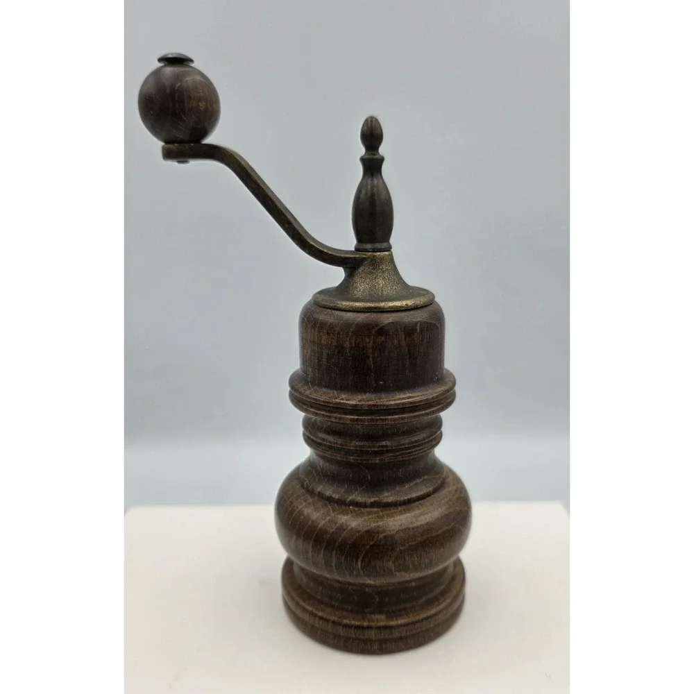 Antique Zassenhaus Wood Pepper Mill Brass Hardware Made in Germany Vintage 6